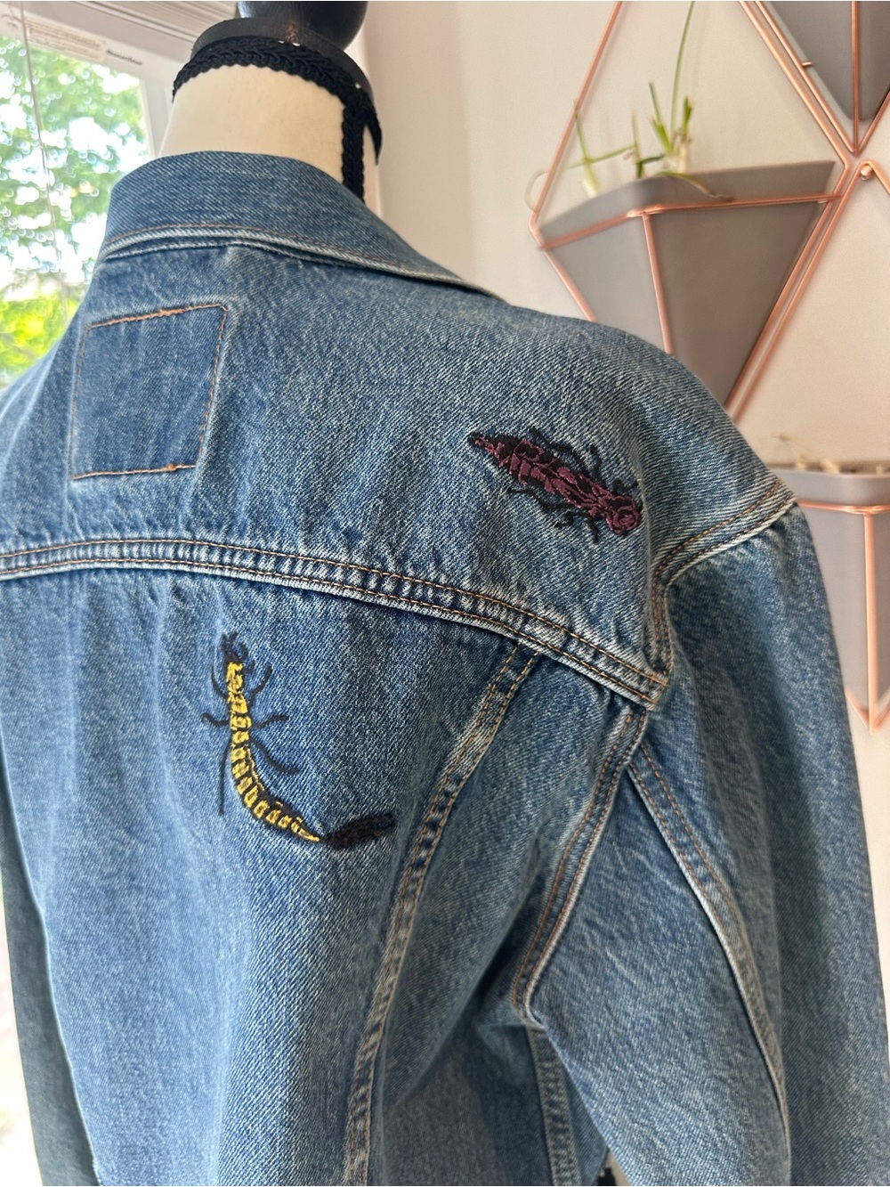 Denim Embroidered Jacket - Blue